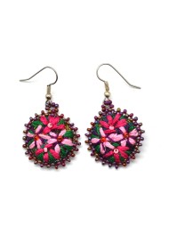 Embroidered Flower Earrings